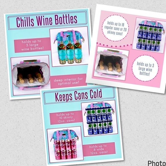 NWT Lilly Pulitzer Blue Insulated Wine Carrier Cooler Canvas Beach you To It main image 9